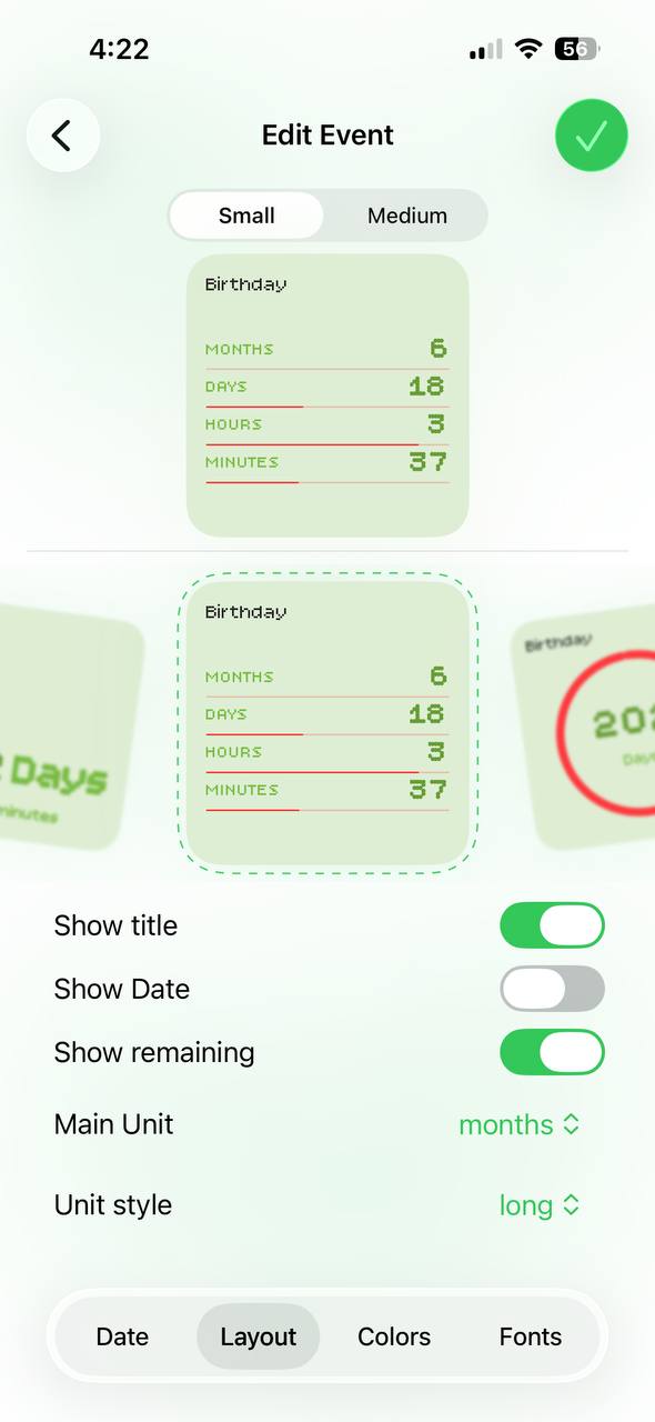 PeekDay app home screen